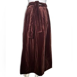 Lillie Rubin Vintage Maxi Skirt Small Brown Velvet Heavyweight 70s Belted Witchy